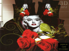 LENJERIE PAT BUMBAC SATINAT Marlyn Monroe 3D - cadoul ideal TRANSPORT GRATUIT- imprimata in totalitateNU SE SIFONEAZA PERNE 50 X70 foto