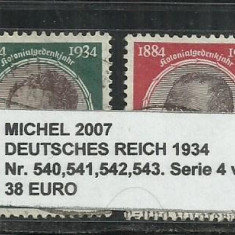 DEUTSCHES REICH 1934 - 540,541,542,543. SERIE 4 VAL.