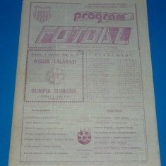 Program meci fotbal OTELUL CALARASI - OLIMPIA SLOBOZIA 02.11.1986