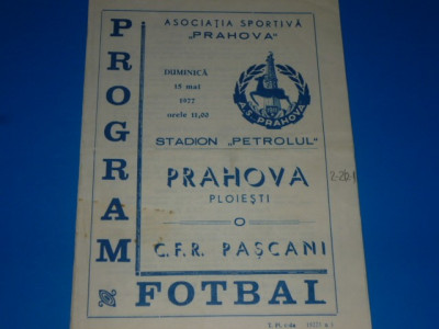 Program meci fotbal PRAHOVA PLOIESTI - CFR PASCANI 15.05.1977 foto