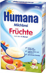 Cereale HUMANA cu FRUCTE (cu lapte praf), + 4 luni, 250gr, din GERMANIA, comanda peste 85 lei si ai transport gratuit cu Posta Romana foto