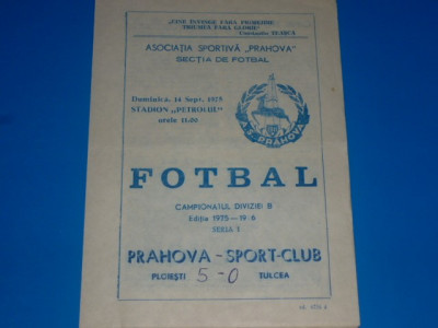 Program meci fotbal PRAHOVA PLOIESTI - SC TULCEA 14.09.1975 foto