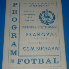 Program meci fotbal PRAHOVA PLOIESTI - CSM SUCEAVA 12.09.1976