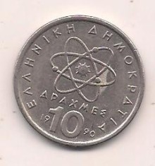 No(2) moneda-GRECIA-10 Drahme 1990