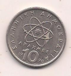 No(2) moneda-GRECIA-10 Drahme 1990 foto