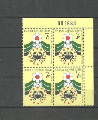 CIPRU 1989 - MEDICINA, LUPTA CONTRA CANCERULUI, timbru in BLOC DE 4 MNH, PT7 foto