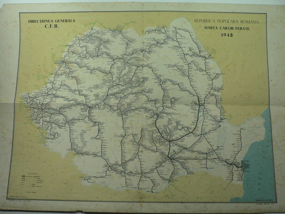 C F R Harta Cailor Ferate R P R Anul 1948 Era Afisata In Toate Statiile Si Haltele Cfr Ului Serie Limitata Nr 1632 Dimens 62 X42 Cm Arhiva Okazii Ro