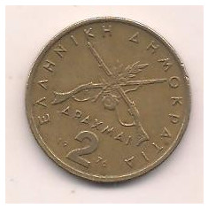 No(2) moneda-GRECIA-2 Drahme 1976