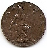 Marea Britanie 1 farthing George V 1917 KM-808 foto