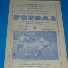 Program meci fotbal OTELUL GALATI - JIUL PETROSANI 10.05.1987