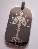 Dog Tag (DogTag) Aragorn, Land of Stone, White Tree of Gondor Lord of the Rings