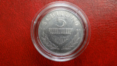 Moneda argint 5 Schilling 1961 in capsula Lindner foto