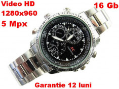 Ceas Business cu Camera Spion, Spy Watch, Ceas Spion + Reportofon + Webcamera, Waterproof, HD Camera (1280x960) 16Gb CCD 5Mpx foto