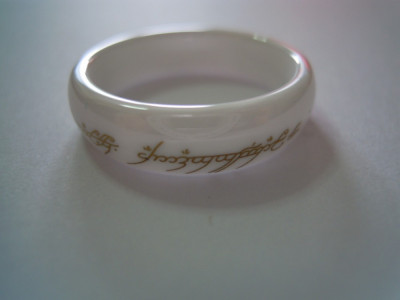Inel The One Ring, Ceramic Alb, Lord of the Rings foto