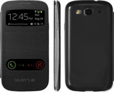 Husa Toc Flip Cover S-View Samsung I9300 Galaxy S3 SIII Negru foto