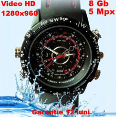 Camera Spion ascunsa in ceas HD, Ceas Spion, Spy Watch + Reportofon + Webcamera, Waterproof, HD 1280x960, 8Gb CCD 5Mpx foto