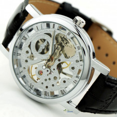 Ceas WINNER Model FULL Skeleton Mecanic / Automatic , Curea Piele ,Cadran Argintiu foto