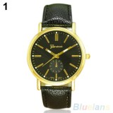 Ceas GENEVA Dama , Quartz , Curea Piele - Cadran Culoare Negru Cu Auriu