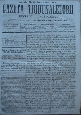 Gazeta tribunalelor , nr. 4, an 1 , 1861 foto