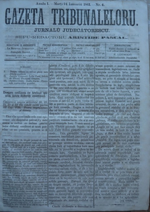 Gazeta tribunalelor , nr. 4, an 1 , 1861