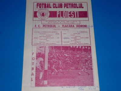 Program meci fotbal PETROLUL Ploiesti - FLACARA Moreni 31.05.1981 foto