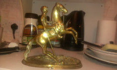 Statuie statuieta sculptura bronz reprezentand un cal si un jucator polo(I=23cm) foto