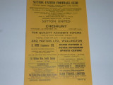 Program meci fotbal SUTTON UNITED - CHESHUNT (Anglia) 04.12.1971
