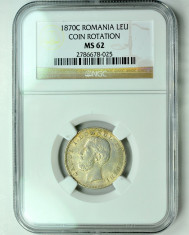 ticuzz - Romania 1 Leu 1870 - NGC MS62 - Foarte rara! foto