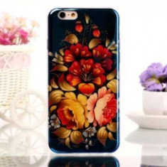 Husa silicon TPU florala Iphone 6 Plus 5.5" + folie protectie ecran + expediere gratuita Posta