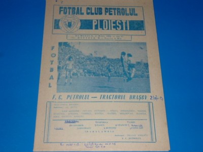 Program meci fotbal PETROLUL Ploiesti - TRACTORUL Brasov 03.05.1981 foto