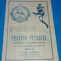 Program meci fotbal PRAHOVA Ploiesti - PETROLUL Ploiesti 08.05.1977