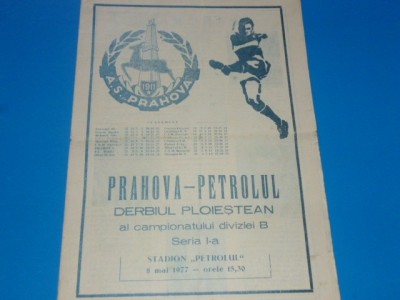 Program meci fotbal PRAHOVA Ploiesti - PETROLUL Ploiesti 08.05.1977 foto
