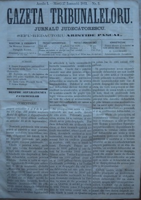 Gazeta tribunalelor , nr. 3, an 1 , 1861 foto