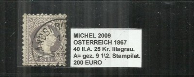 AUSTRIA 1867 - 40 ll. .A, 25 Kr. A= gez..9 1\2. foto