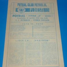 Program meci fotbal PETROLUL Ploiesti - UNIREA Focsani 16.04.1989