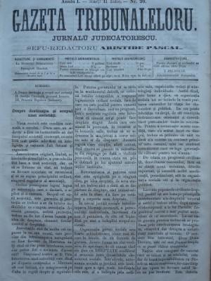 Gazeta tribunalelor , nr. 20 , an 1 , 1861 foto