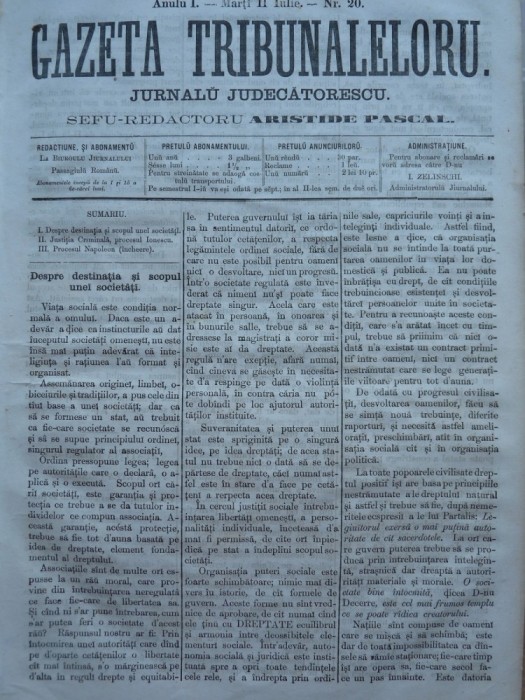 Gazeta tribunalelor , nr. 20 , an 1 , 1861