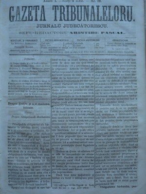 Gazeta tribunalelor , nr. 19 , an 1 , 1861 foto