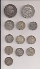 HUNGARY ARGINT LOT 12 MONEDE 1 + 2 + 5 CORONE foto