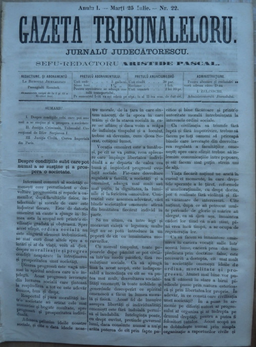 Gazeta tribunalelor , nr. 22 , an 1 , 1861