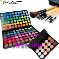 Trusa machiaj profesionala 120 culori MAC + set 7 pensule make-up cu borseta + Fond de ten / Paleta Corectoare / Concelear 15 - CEL MAI MIC PRET - foto