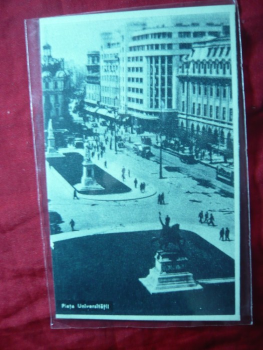 Ilustrata Bucuresti - Piata Universitatii , interbelica , Ed. Librariei Socec