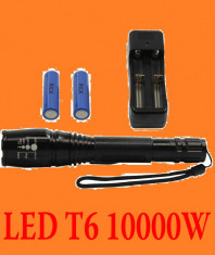 Lanterna LED CREE T6 10000W cu ZOOM (TRANSPORT GRATUIT) + 5 Faze+INCARCATOR + 2 Acumulatori UltraFire foto