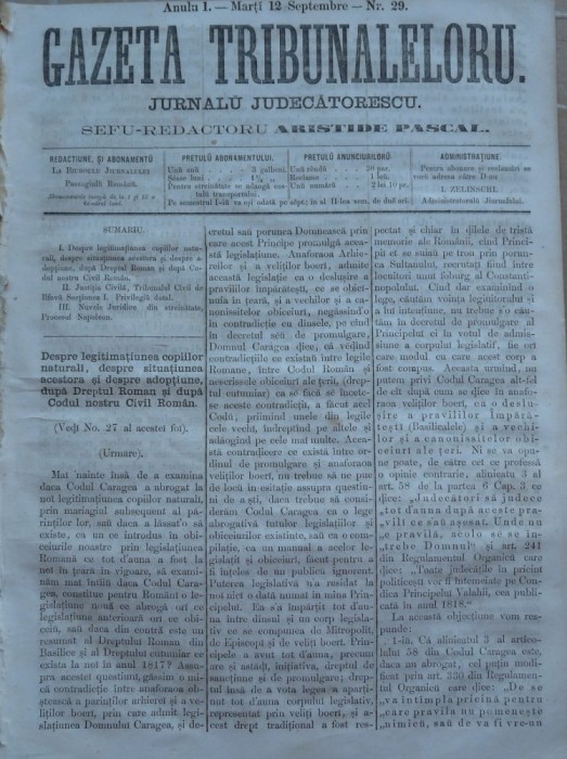 Gazeta tribunalelor , nr. 29 , an 1 , 1861