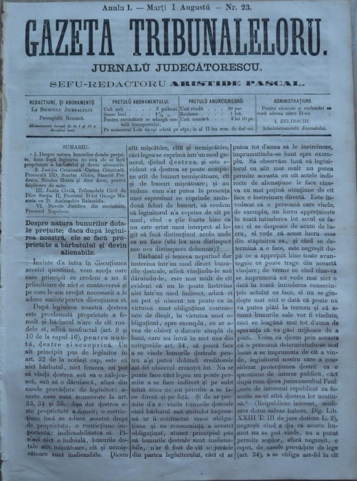 Gazeta tribunalelor , nr. 23 , an 1 , 1861