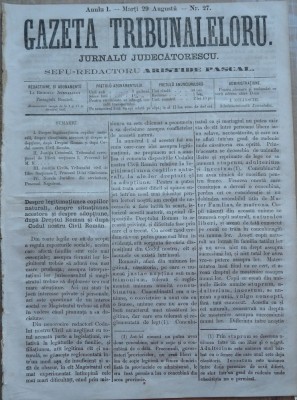 Gazeta tribunalelor , nr. 27 , an 1 , 1861 foto