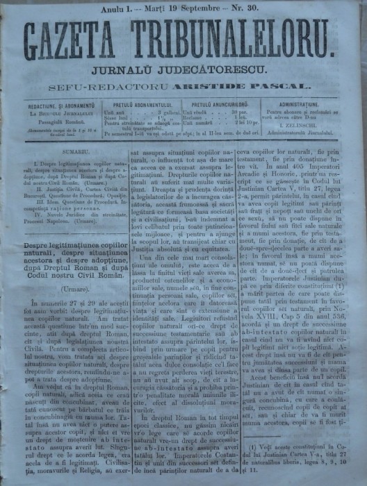 Gazeta tribunalelor , nr. 30 , an 1 , 1861