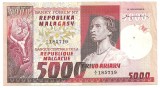 MADAGASCAR MALAGACHE MALAGASY 5000 FRANCI FRANCS 1000 ARIARY ND (1974) F