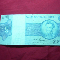 Bancnota 5 cruzeiros Brazilia 1973 , are o lipitura