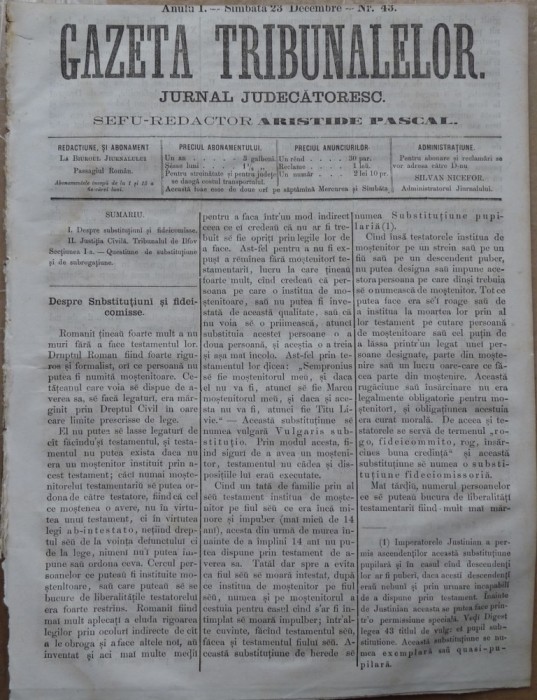 Gazeta tribunalelor , nr. 43 , an 1 , 1861